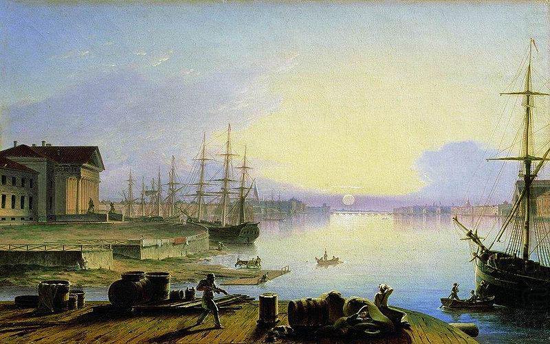 Maxim Nikiforovich Vorobiev Sunrise over the Neva river china oil painting image